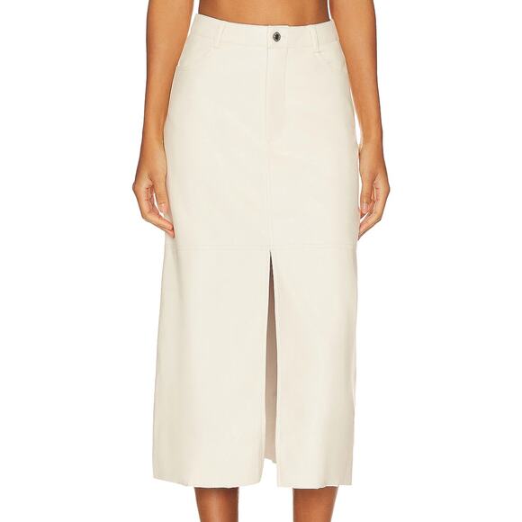 WeWoreWhat Faux Leather Midi Skirt in Ecru NWT Size 4 - Picture 1 of 4